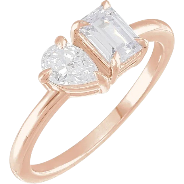 Petite Toi et Moi Lab Grown Diamond Ring - 14k rose gold
