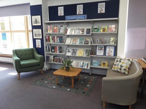 Maldon Library's Literacy area Chair, Sofa and Bookcase