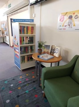 Rayleigh Library's Literacy Area Chair and Bookcase
