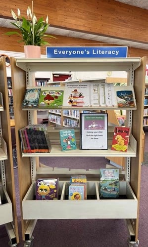 Vange Library's Literacy Area bookselves