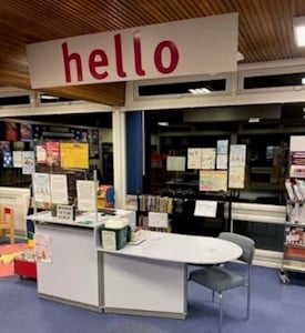 Hello desk in library