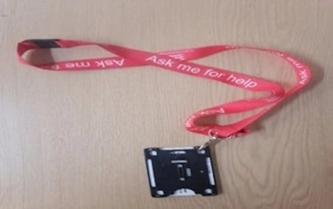 ID badge on lanyard