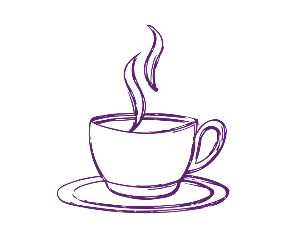 A steaming coffee cup