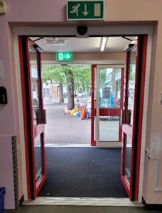 Library front entrance doors