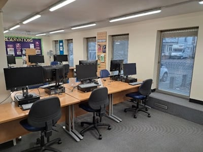 Desks with library computers