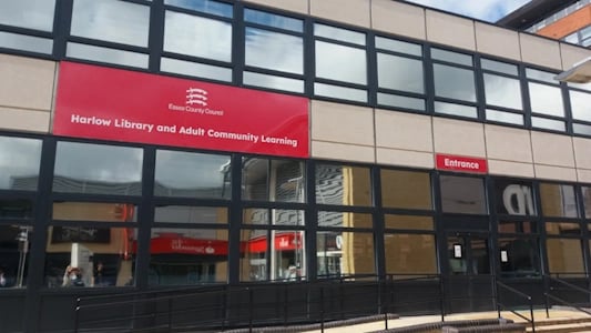 Harlow Library entrance