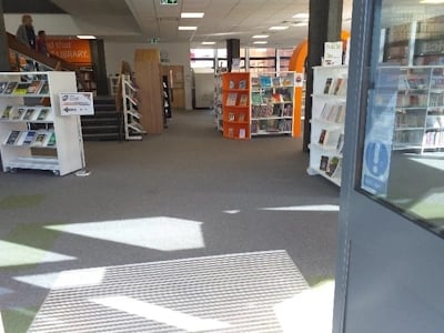 library floor with shelves