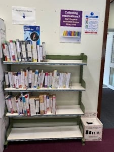 Reservation shelf with books