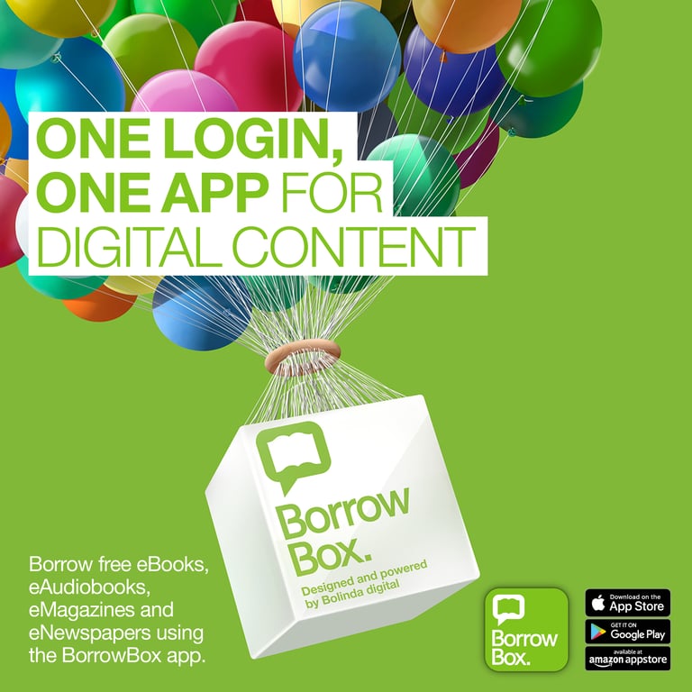 BorrowBox logo that reads 'One Login, One App for Digital Content'