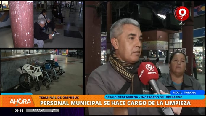 La Municipalidad de Paraná lleva a cabo un operativo de limpieza en la Terminal de Ómnibus.