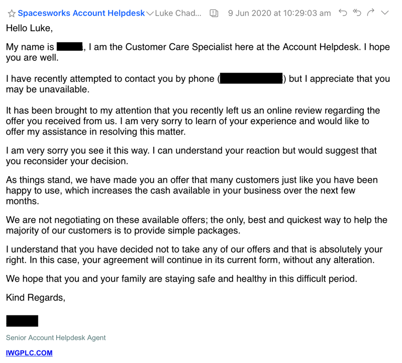 "Review Response from IWGPLC"