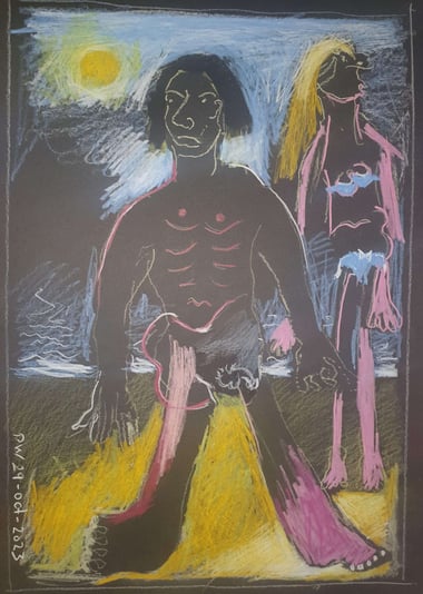 33 Nude Bathing Man with Bikini Clad Woman