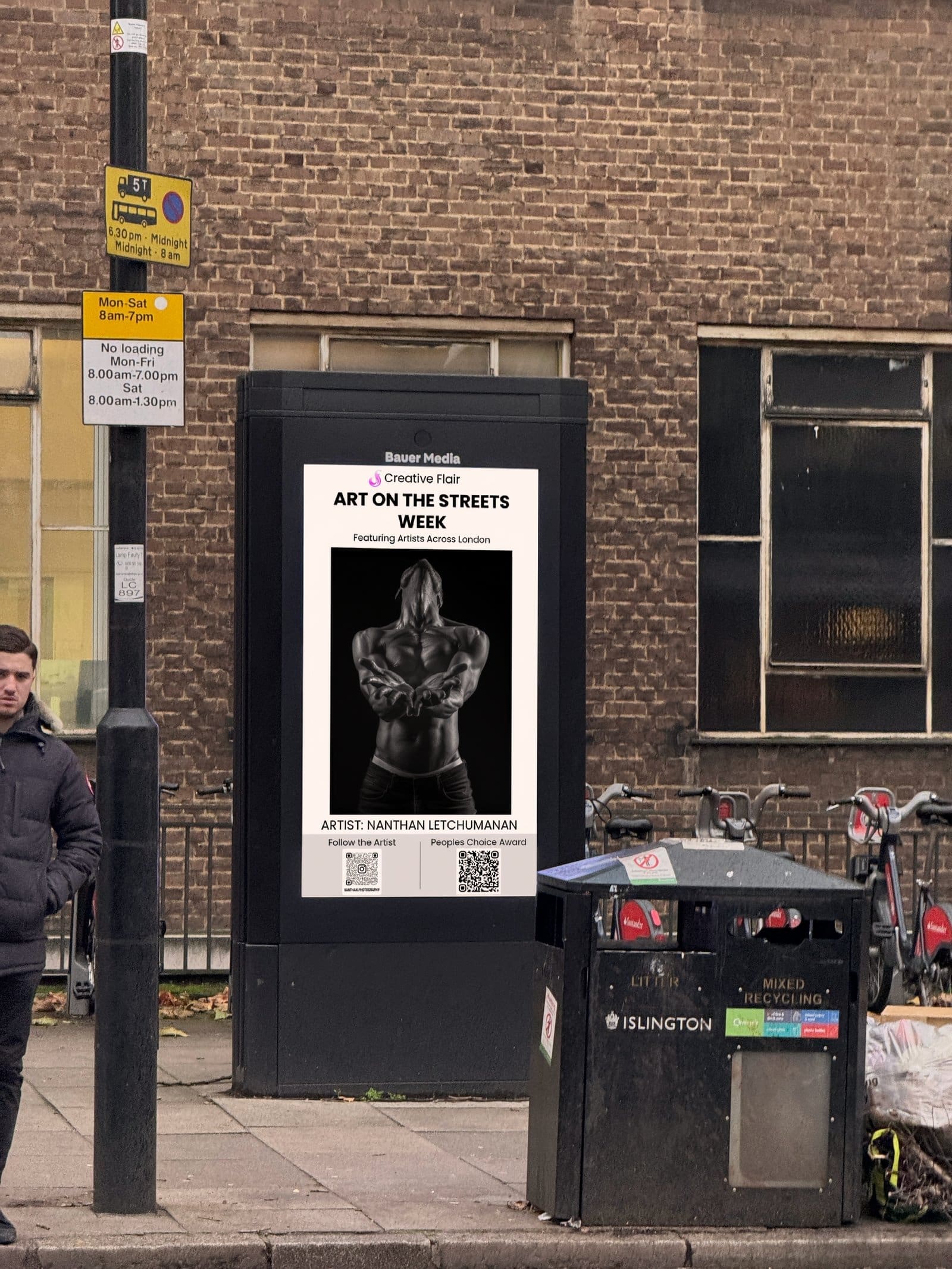 Satha Nanthan Letchumanan Let the Body Speak on London billboard - billboard art residency