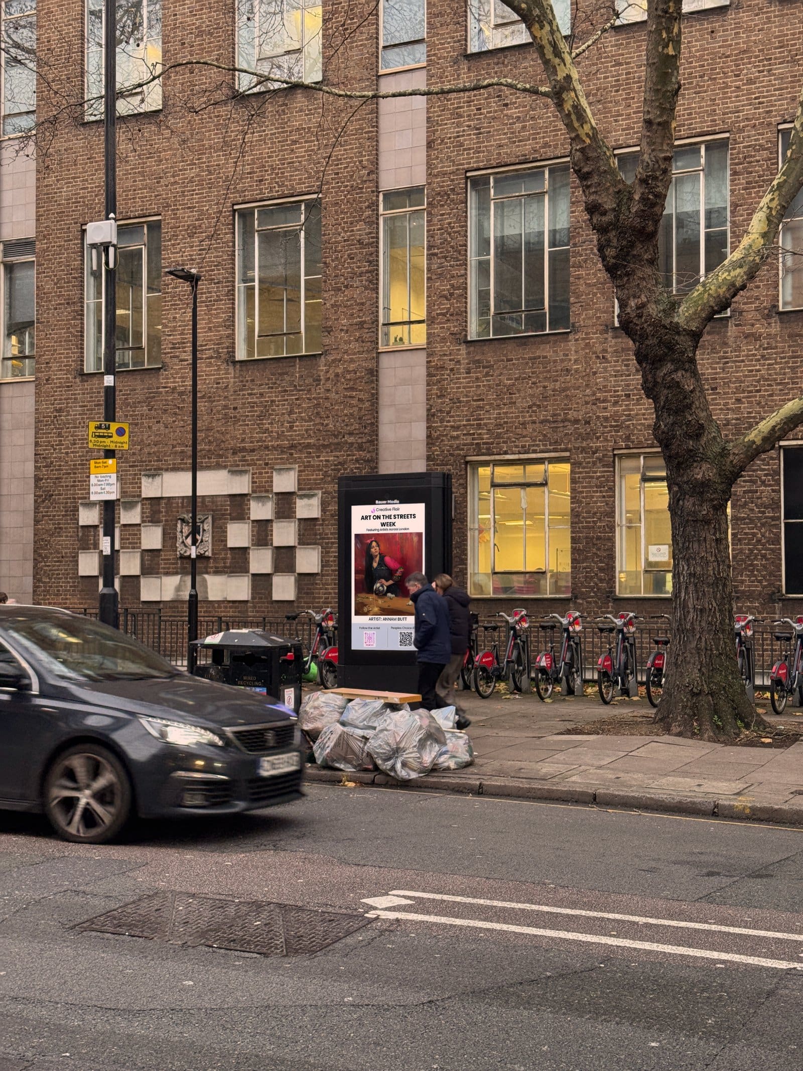 Annam Butt artwork on a digital bus stop billboard in London - billboard art exhibition by The Public Canvas