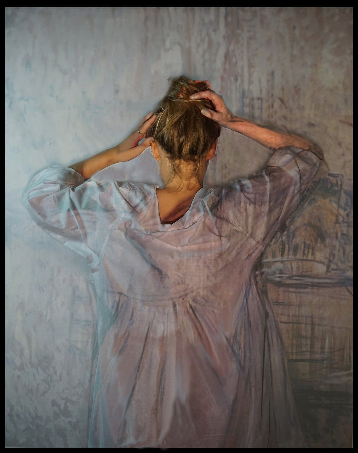 Julie Cassels ethereal figurative artwork displayed on London Art Fair billboard - intimate portraiture featured on Art On The Streets digital billboard exhibition