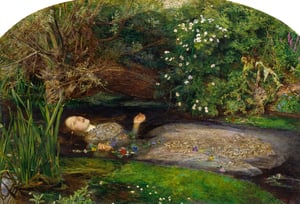 Ophelia by John Everett Millais, one of the most famous paintings by the Pre-Raphaelite Brotherhood