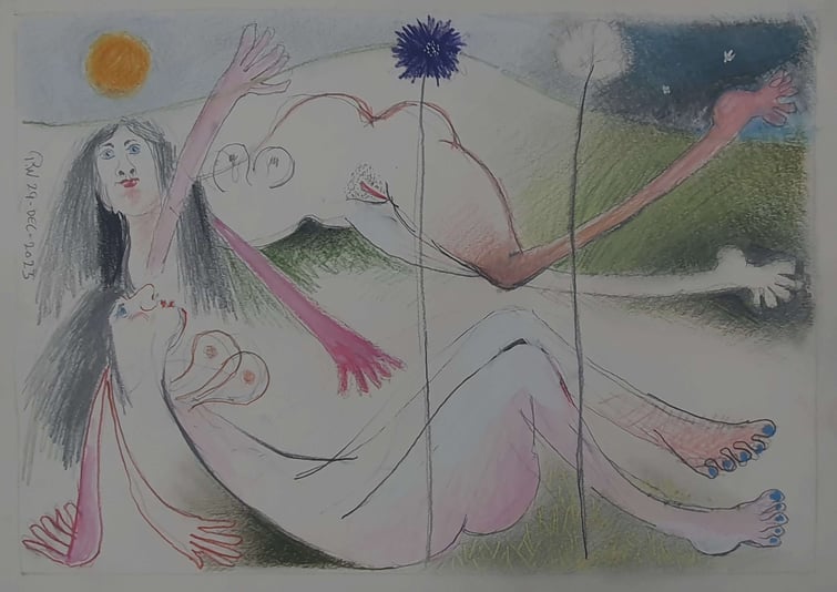 17 Two Women in a Landscape, the Sun and Flowers. 29-Dec-2023