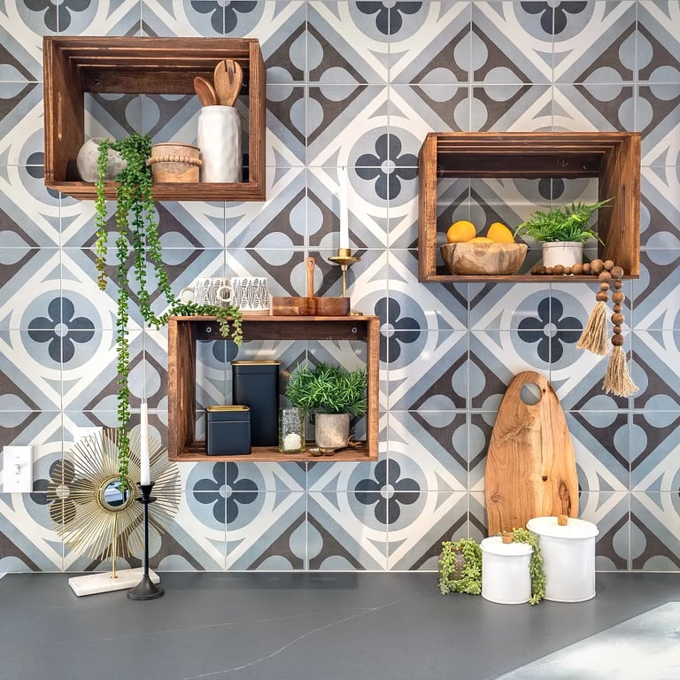 Grigio Elegante Honed (counters) & Cementine Retro 1 - 8 x 8 (backsplash)