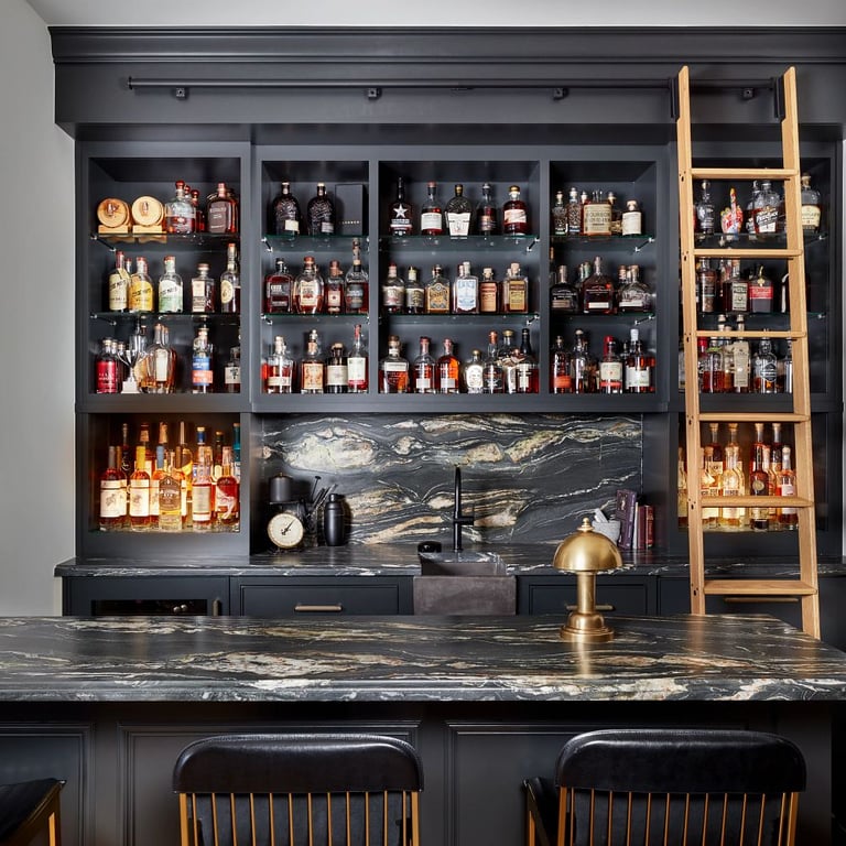 Belvedere Satin Granite countertop and backsplash on bar