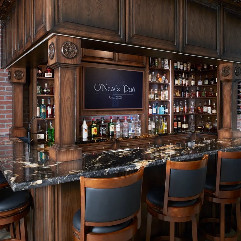 Volcano granite on countertop in bar..