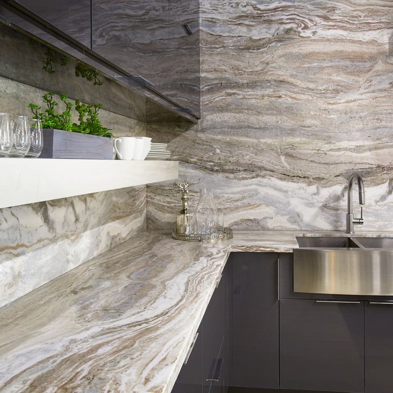 Fantasy Brown Satin (counter & backsplash)