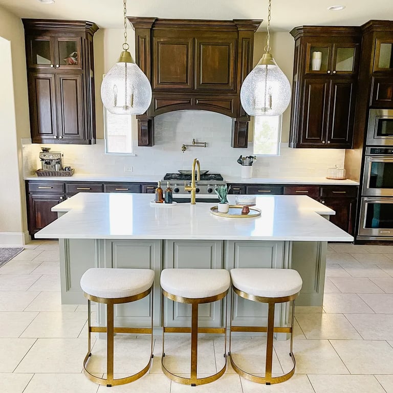 Imperial Danby Honed (island, counter) & Flash White 3 x 12 (backsplash)