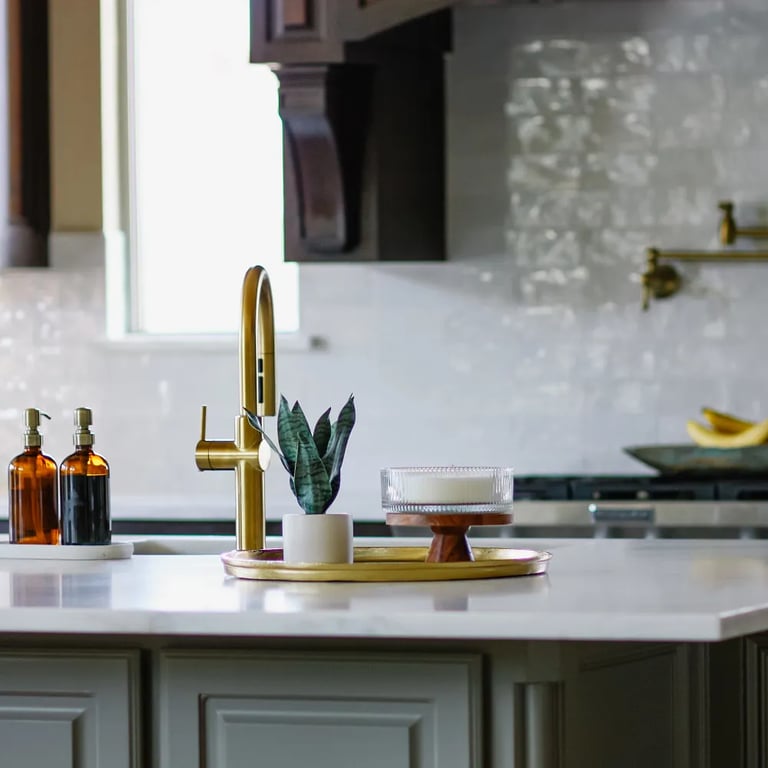 Imperial Danby Honed (counters) & Flash White 3 x 12 (backsplash)