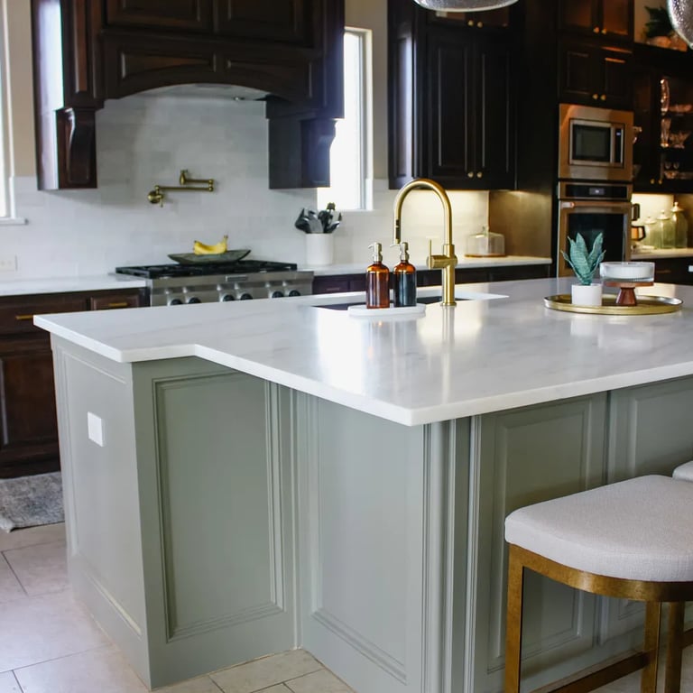 Imperial Danby Honed (counters) & Flash White 3 x 12 (backsplash)