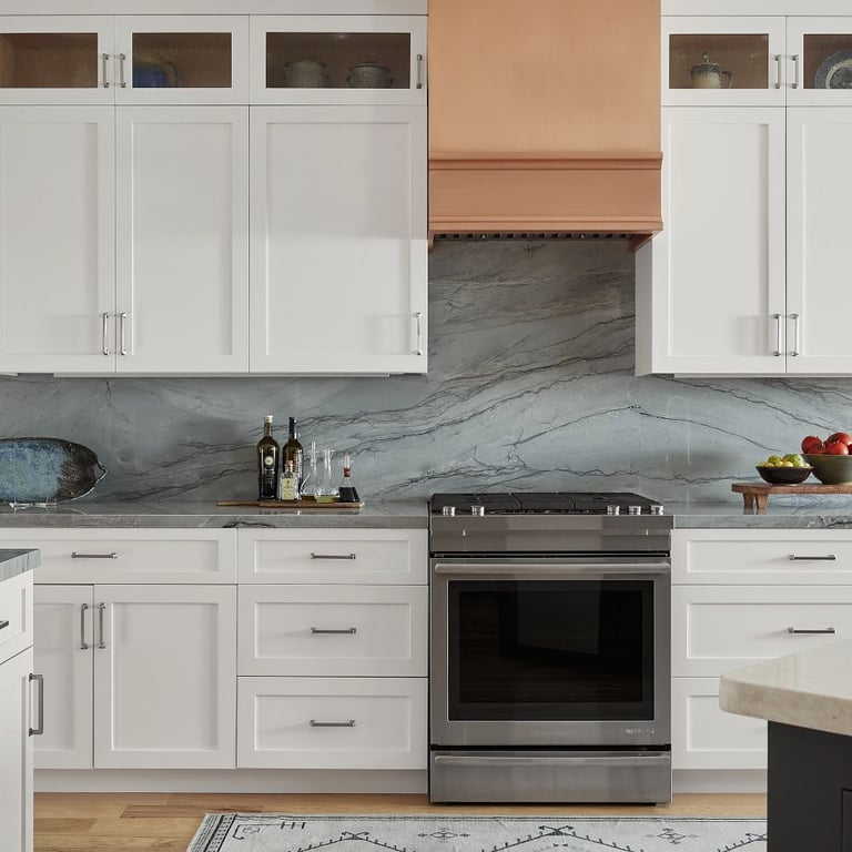 Blue Tahoe Quartzite kitchen backsplash