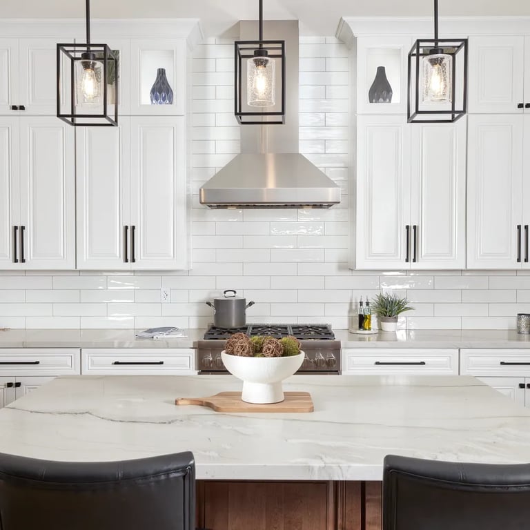 Mont Blanc Polished Quartzite (countertop) & Gioia Milk 4 x 16 (backsplash)