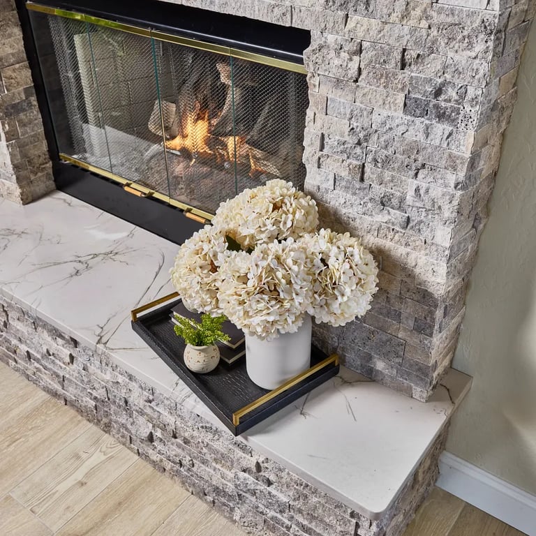 Mont Blanc (hearth) & Silver Split 3D Stack (fireplace)