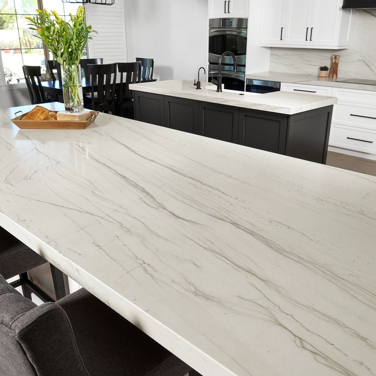 Mont Blanc Satin Quartzite kitchen island