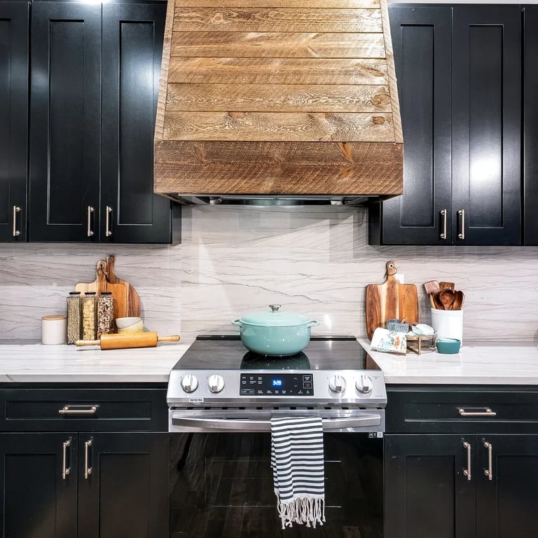 Mustang Quartzite on backsplash in kitchen.