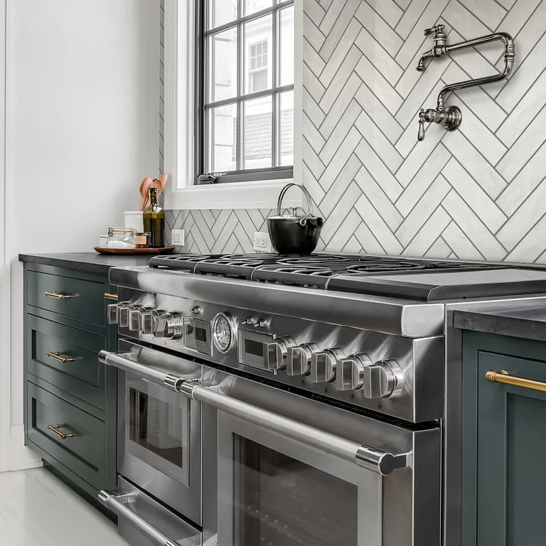 Nickel (countertop), Glam White Matte 2-1/4 x 9-1/2 (backsplash) & Dolomite White Honed 12 x 24 (floor)