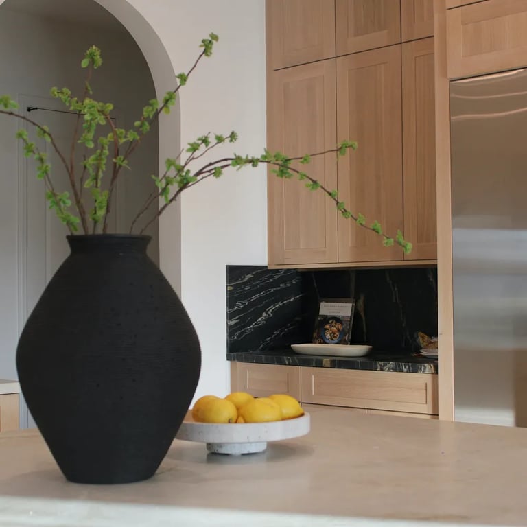 Taj Mahal Satin (Island) & Belvedere Satin (counter & backsplash)