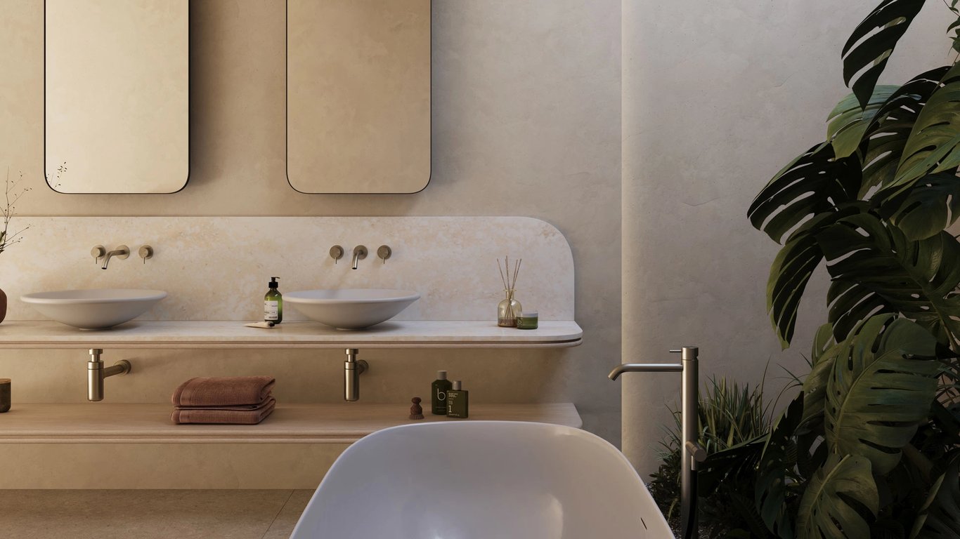 Caesarstone 8151 Moonflow Bathroom