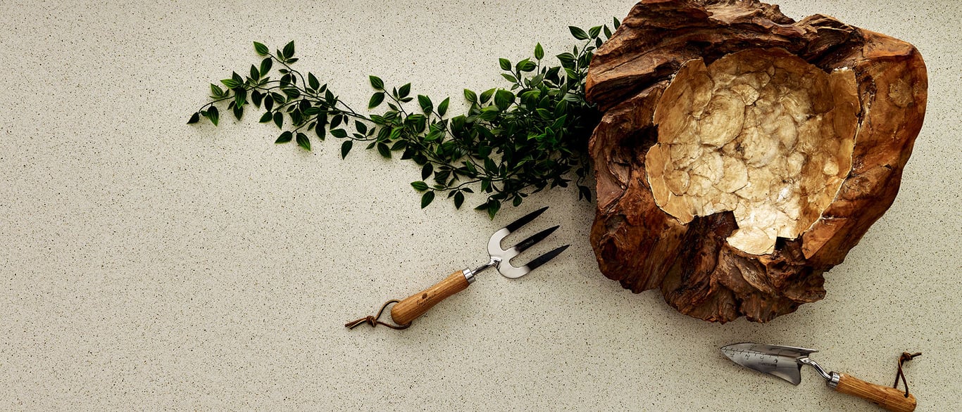 Bayshore Sand Quartz Countertop in Decorative Vignette