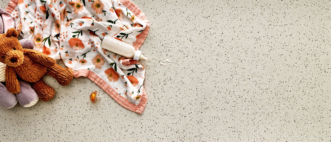 Bianco Pepper Quartz Countertop with a Decorative Vignette