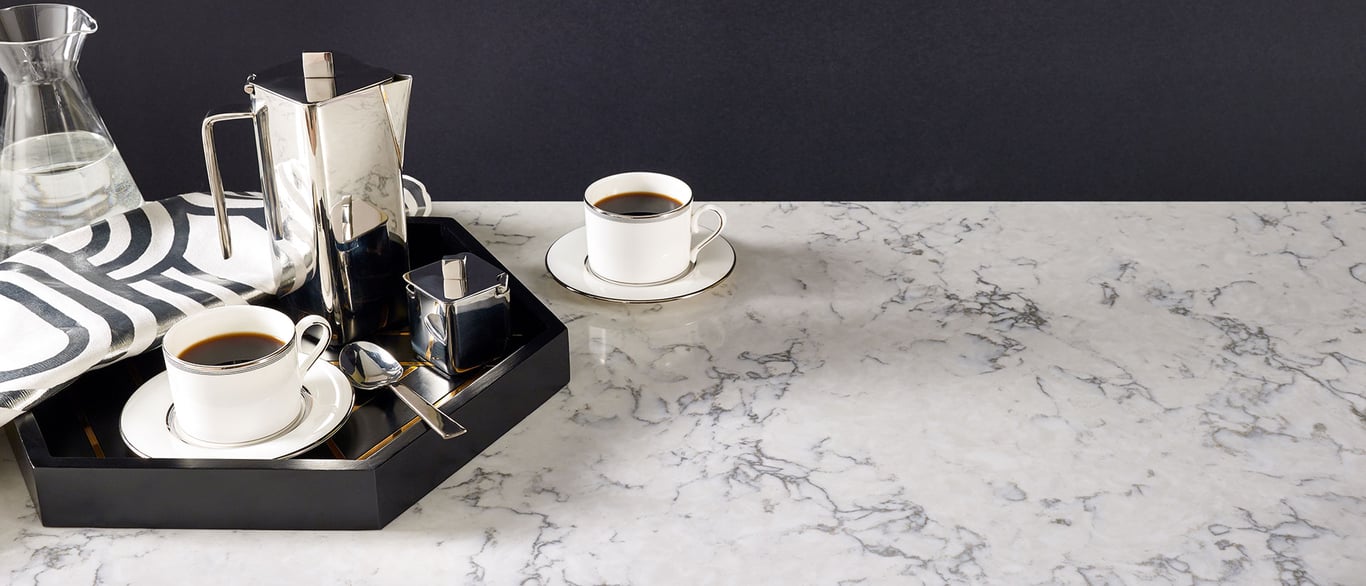 Blanca Arabescato Quartz Countertop in a Culinary Vignette