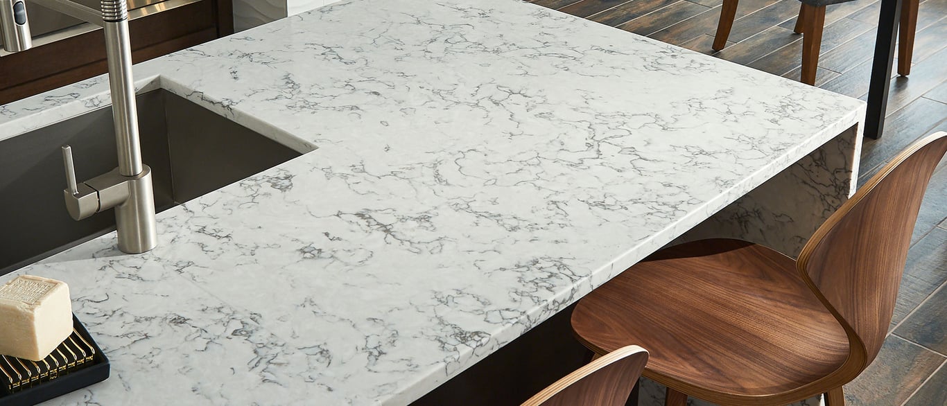 Blanca Arabescato Quartz Countertop in Kitchen