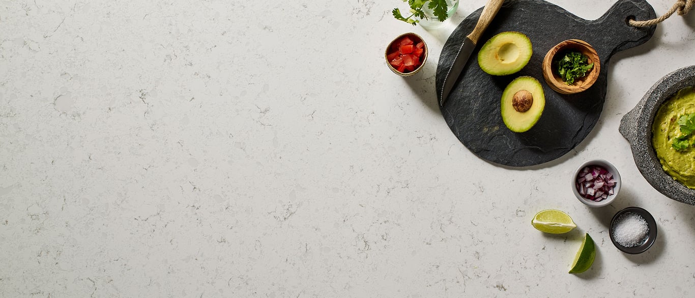 Blanca Statuarietto Quartz Countertop with a Culinary Vignette