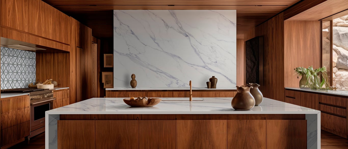 Calacatta Anava Quartz Countertop in Kitchen