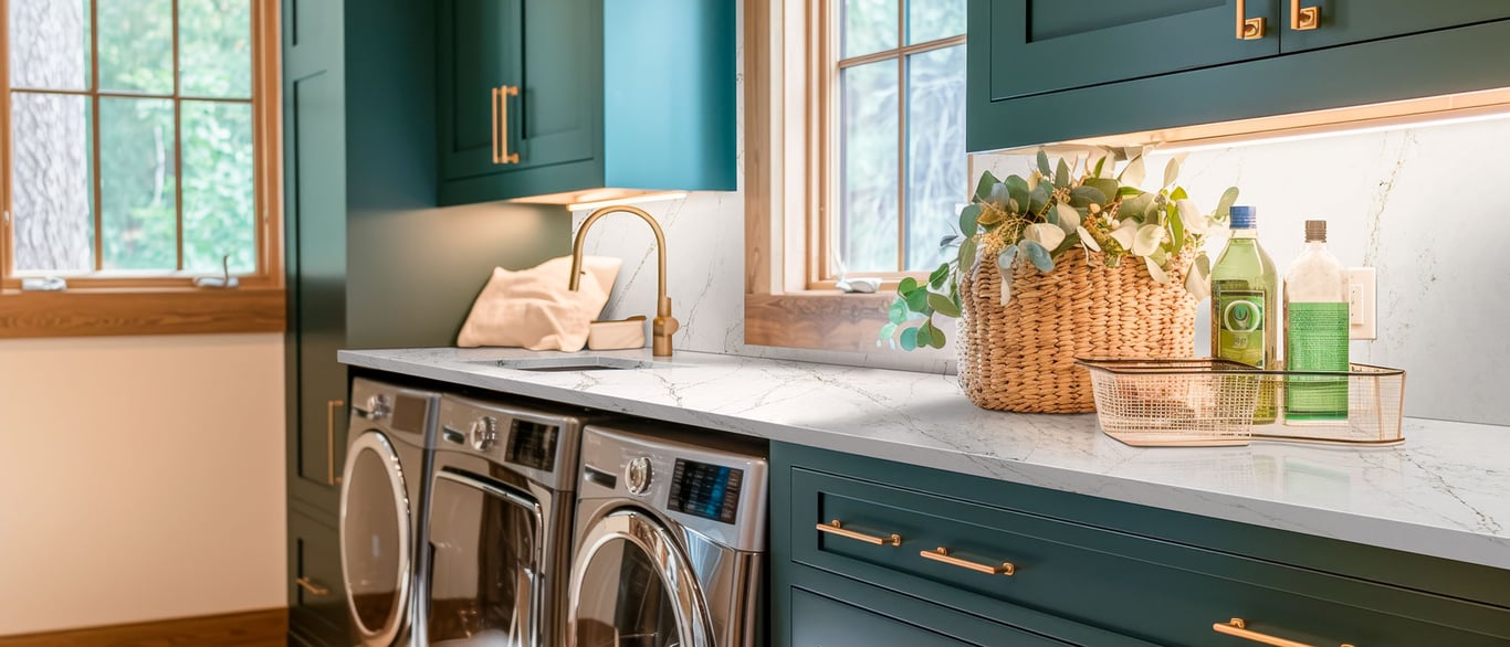 Calacatta Viraldi Quartz countertop in a Laundry