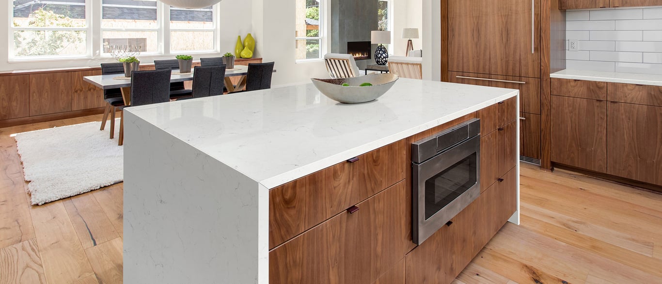 Carrara Delphi Quartz Countertop in Kitchen
