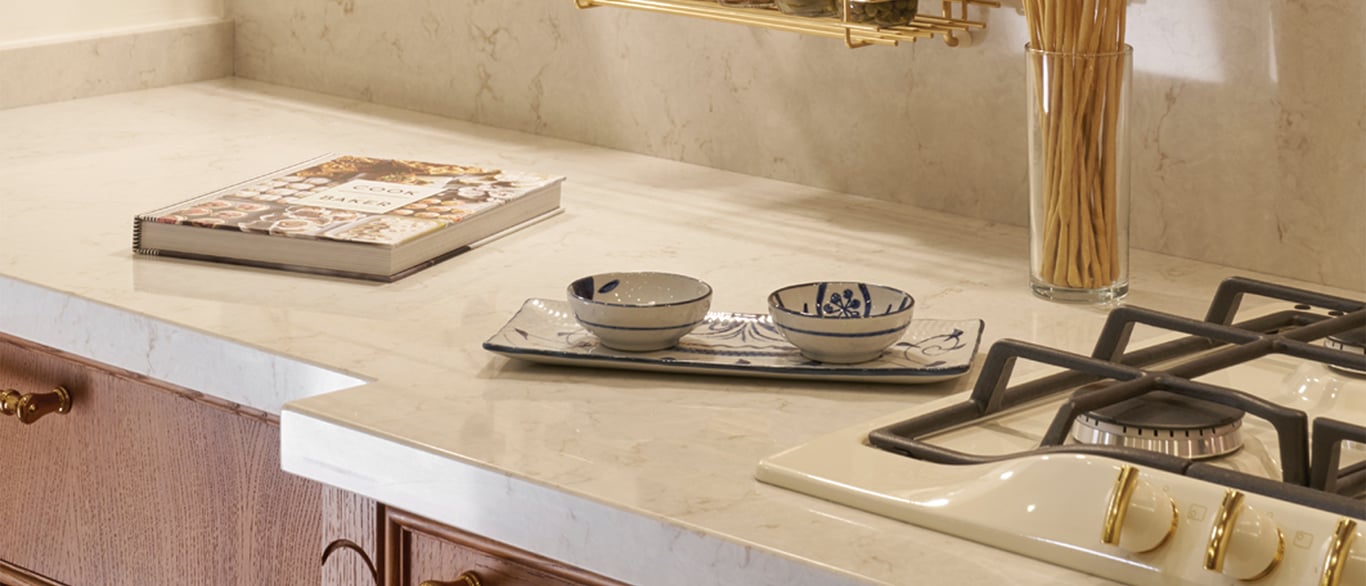 Cashmere Taj Quartz Kitchen Countertop