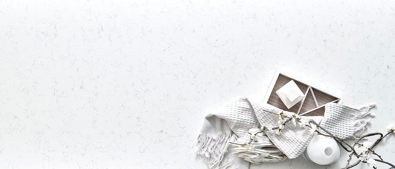 Fairy White Quartz Countertop in Decorative Vignette