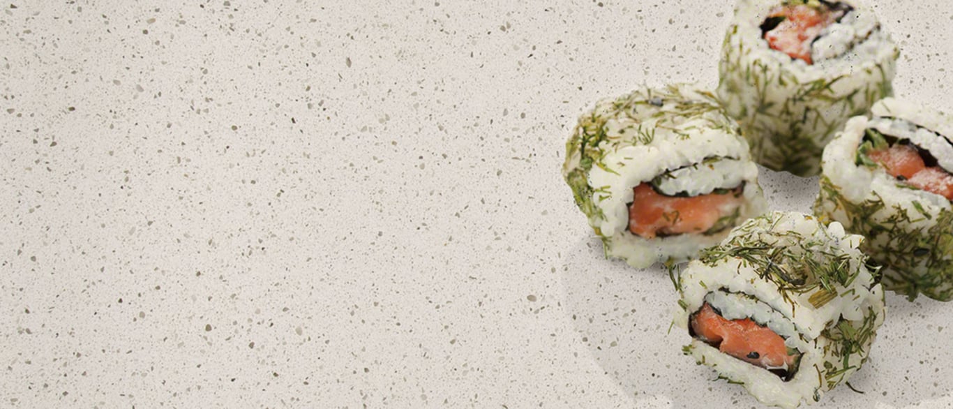 Iced White Quartz Countertop in a Culinary Vignette