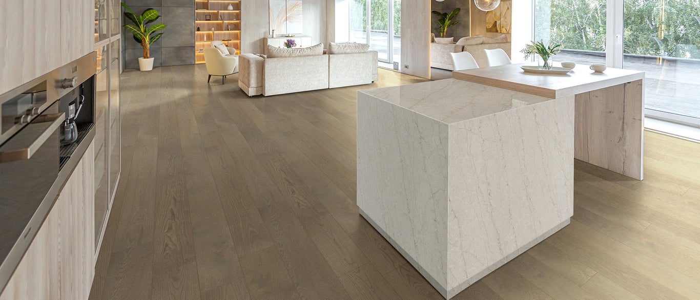 Lumataj Quartz Countertop in Kitchen Island