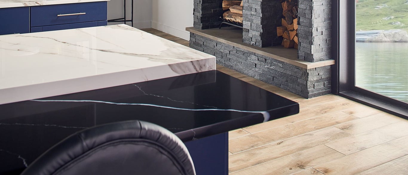 Marquina Midnight Quartz Countertop in Living Space