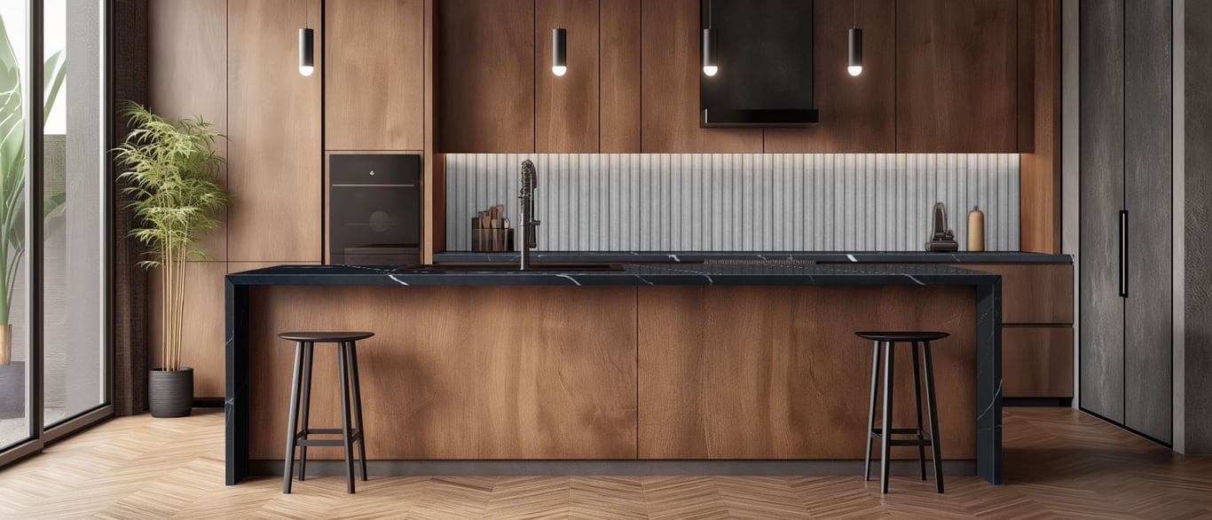 Marquina Midnight Quartz kitchen Countertop